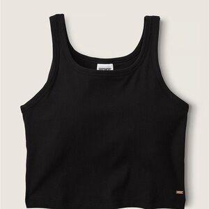 Victoria's Secret PINK Black Ribbed Crop Tank Top